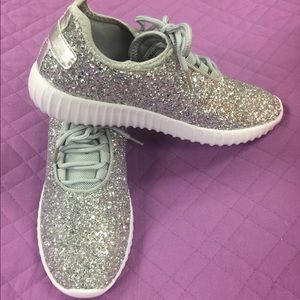 Cute silver glitter shoes